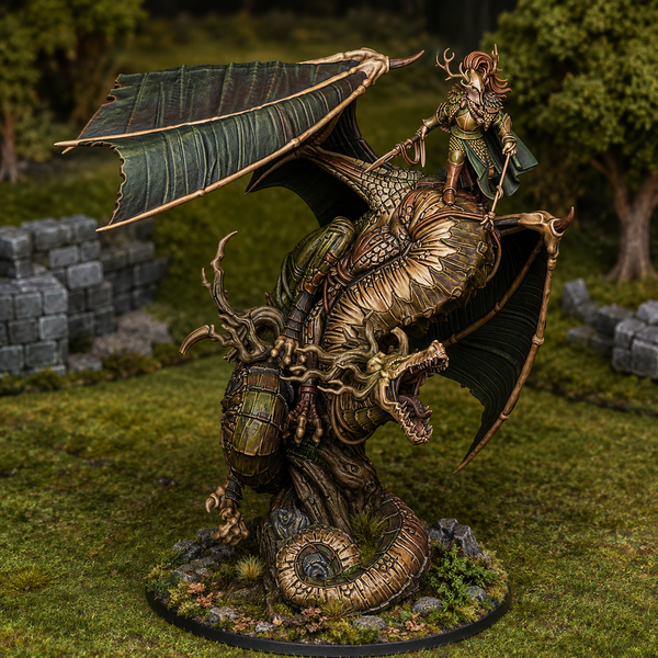Feral Elves - Elf Prince on Feral Dragon  Unit by Highlands Miniatures
