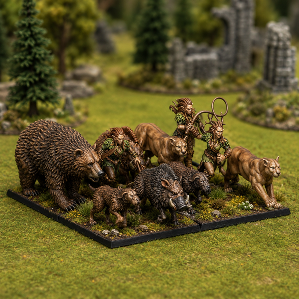 Feral Elves - Feral Animal Pack  Unit by Highlands Miniatures