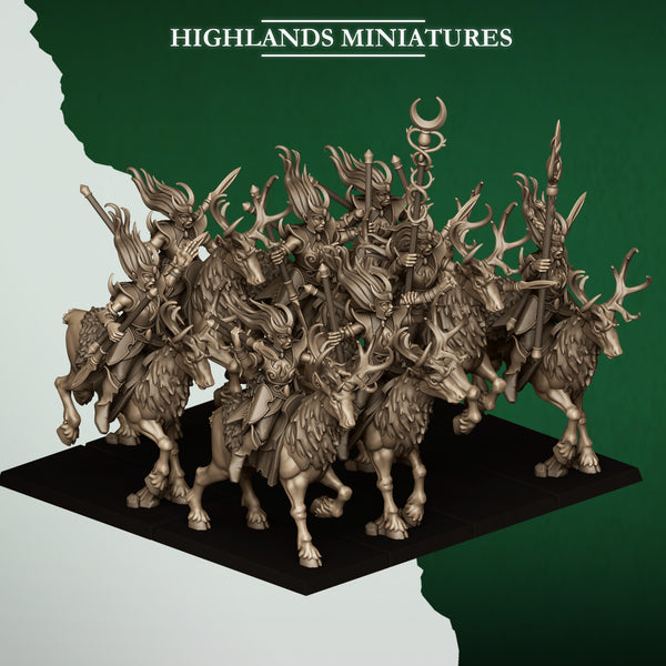Feral Elves - Moonlight Sisters Deer Rider Cavalry  Unit by Highlands Miniatures