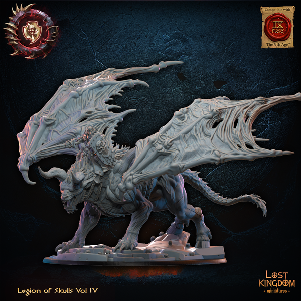 Warriors of the Dark Gods (Legion of Skulls)  - Gaseric the Skull King on Drachimera  Unit by Lost Kingdom Miniatures