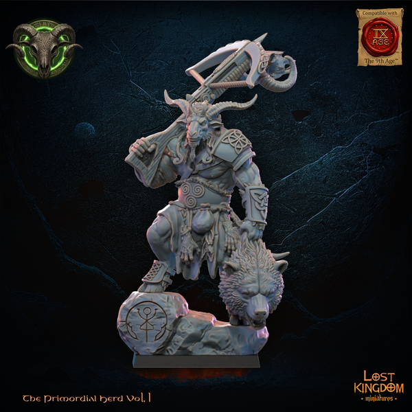 The Primordial Herd - The Hunter Wildhorn Chieftain  Unit by Lost Kingdom Miniatures