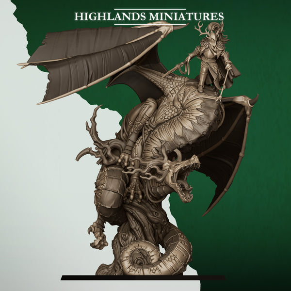 Feral Elves - Elf Prince on Feral Dragon  Unit by Highlands Miniatures