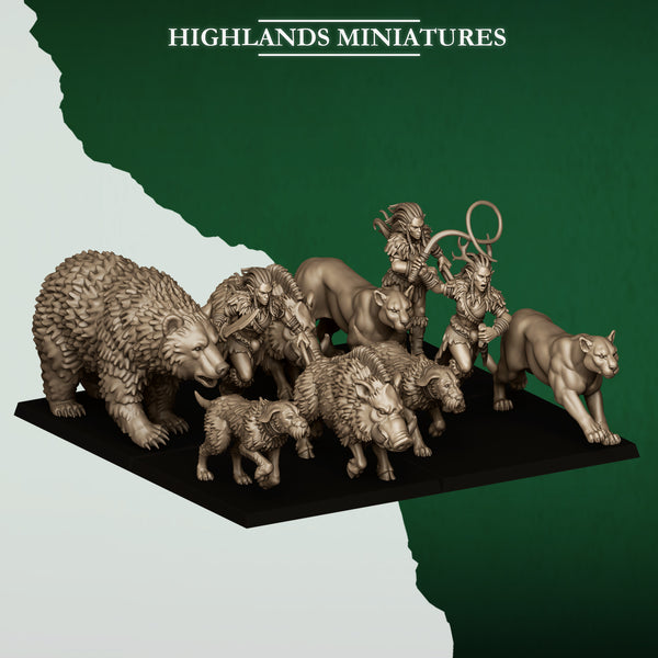 Feral Elves - Feral Animal Pack  Unit by Highlands Miniatures