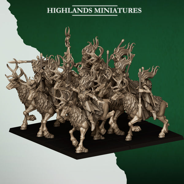 Feral Elves - Moonlight Sisters Deer Rider Cavalry  Unit by Highlands Miniatures