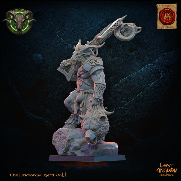 The Primordial Herd - The Hunter Wildhorn Chieftain  Unit by Lost Kingdom Miniatures