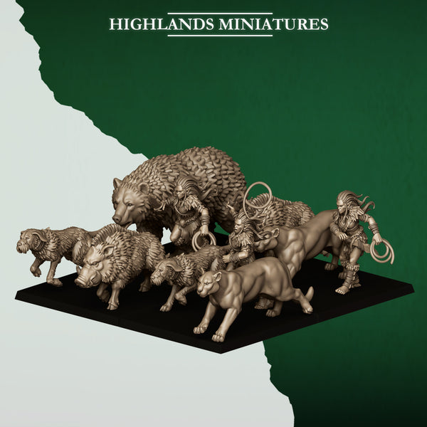 Feral Elves - Feral Animal Pack  Unit by Highlands Miniatures