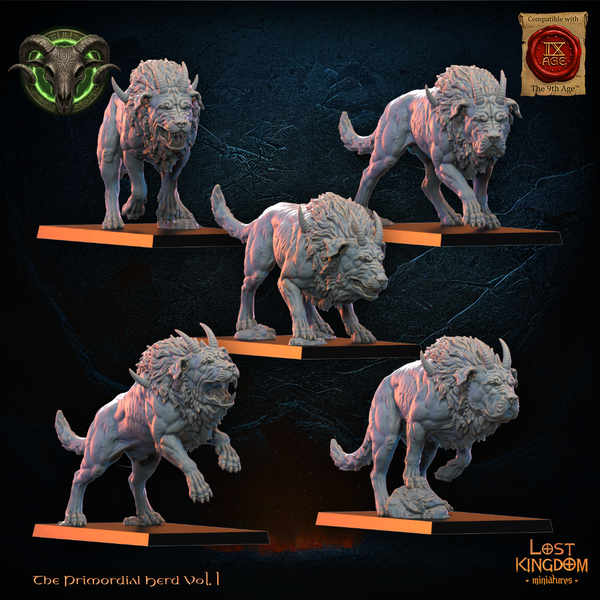 The Primordial Herd - Feral Hounds  Unit by Lost Kingdom Miniatures