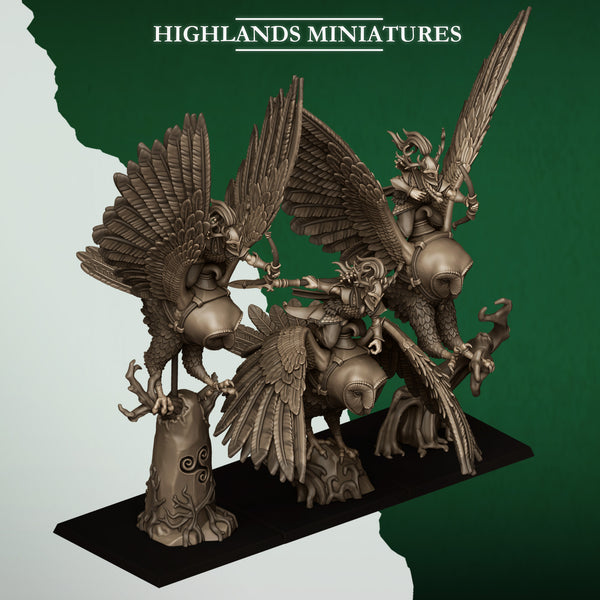 Feral Elves - Great Owl Riders  Unit by Highlands Miniatures