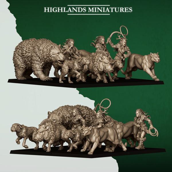 Feral Elves - Feral Animal Pack  Unit by Highlands Miniatures