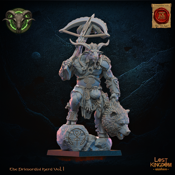 The Primordial Herd - The Hunter Wildhorn Chieftain  Unit by Lost Kingdom Miniatures