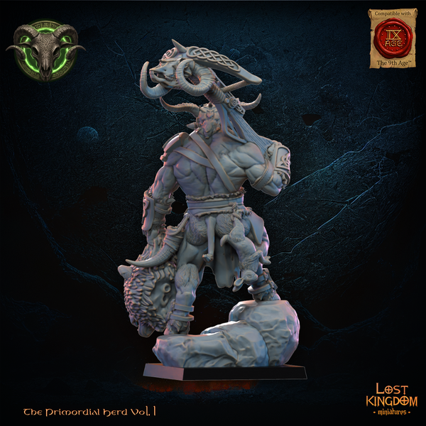 The Primordial Herd - The Hunter Wildhorn Chieftain  Unit by Lost Kingdom Miniatures