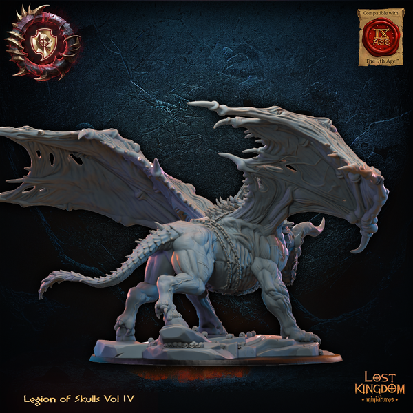 Warriors of the Dark Gods (Legion of Skulls)  - Gaseric the Skull King on Drachimera  Unit by Lost Kingdom Miniatures