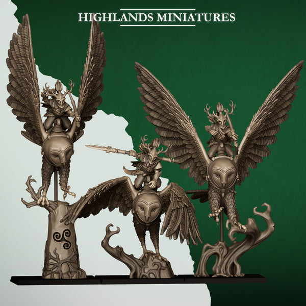Feral Elves - Great Owl Riders  Unit by Highlands Miniatures