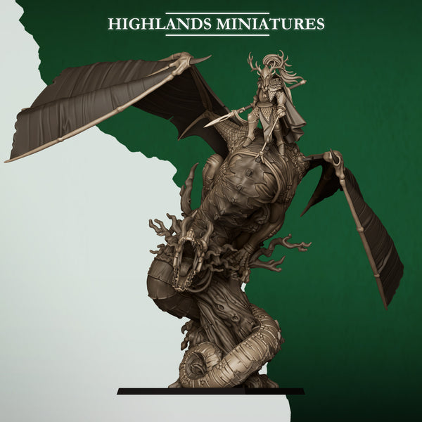 Feral Elves - Elf Prince on Feral Dragon  Unit by Highlands Miniatures