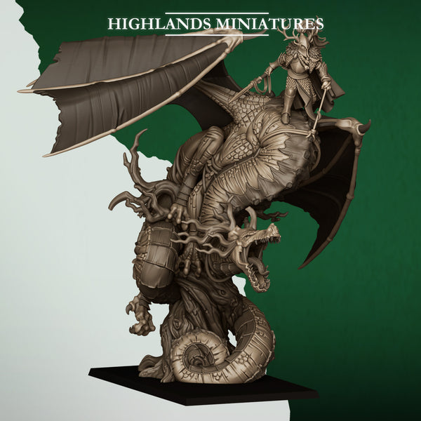 Feral Elves - Elf Prince on Feral Dragon  Unit by Highlands Miniatures