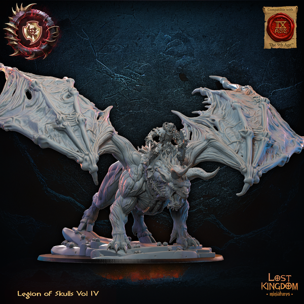 Warriors of the Dark Gods (Legion of Skulls)  - Gaseric the Skull King on Drachimera  Unit by Lost Kingdom Miniatures