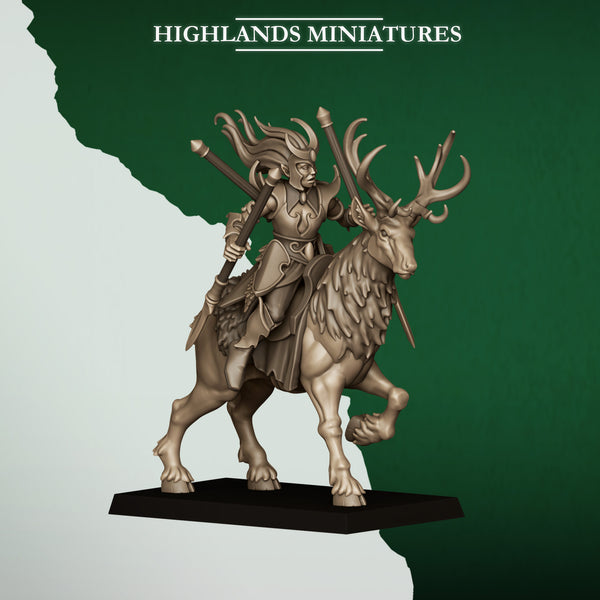Feral Elves - Moonlight Sisters Deer Rider Cavalry  Unit by Highlands Miniatures