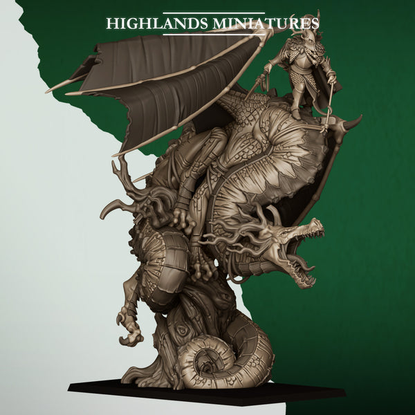 Feral Elves - Elf Prince on Feral Dragon  Unit by Highlands Miniatures