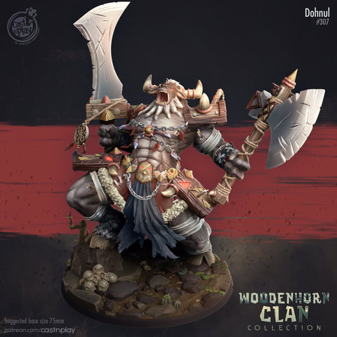 Donhul, Sun Protector - 128mm Minotaur Warrior - Cast n Play Woodenhorn Clan