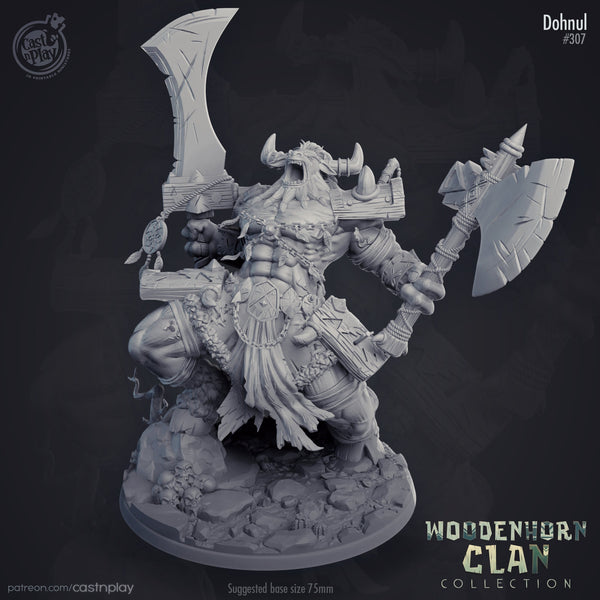 Donhul, Sun Protector - 128mm Minotaur Warrior - Cast n Play Woodenhorn Clan