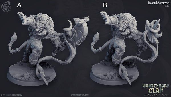 Tooantuh Sunstream Minotaur Miniature, high quality 3d printed miniature for tabletop games