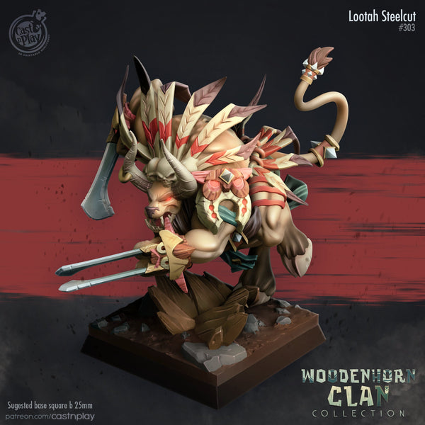 Lootah Steelcut  Minotaur Miniature, high quality 3d printed miniature for tabletop games
