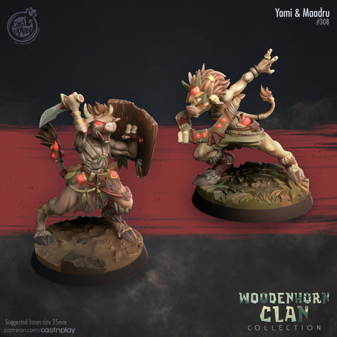 Yaami & Maadru young Minotaur Miniature, high quality 3d printed miniature for tabletop games