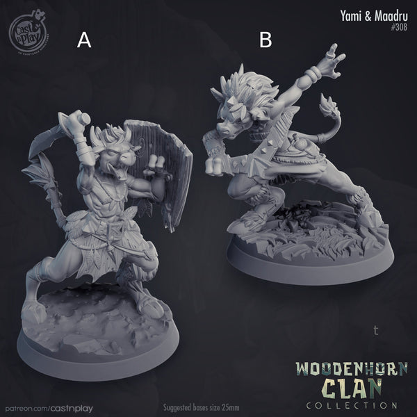 Yaami & Maadru young Minotaur Miniature, high quality 3d printed miniature for tabletop games