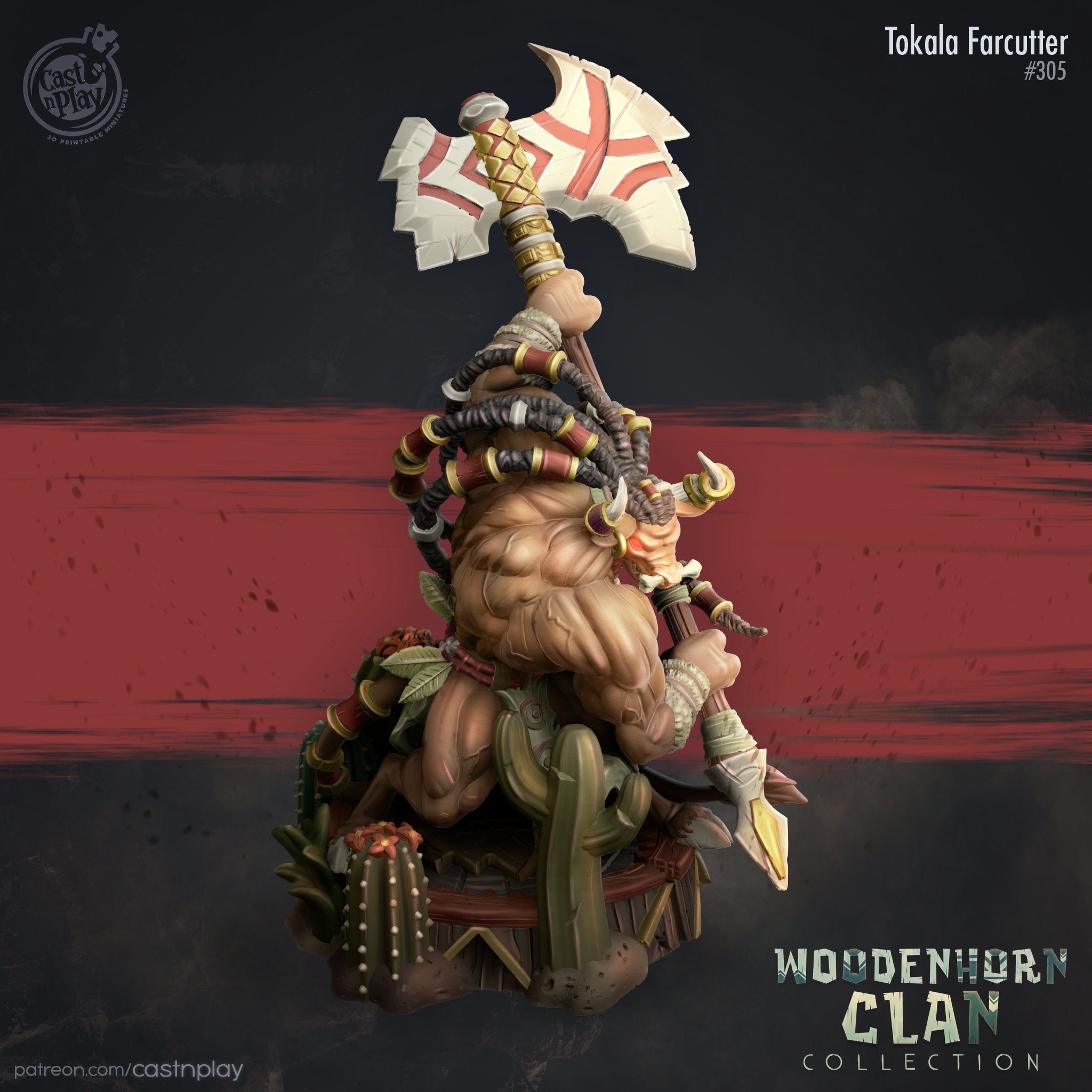 Tokala Farcutter Minotaur Miniature, high quality 3d printed miniature for tabletop games