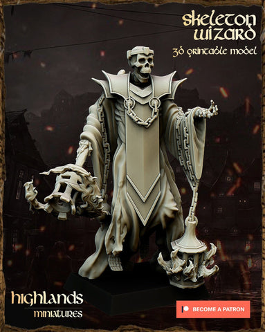Skeleton Wizard / Liche  by Highlands Miniatures