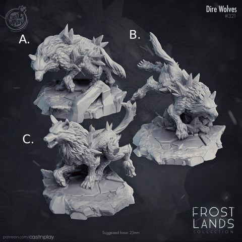 Dire Wolves Cast N Play Frostlands 3d Printed Miniature