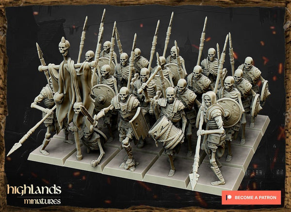 Skeleton Warriors / Spearmen by Highlands Miniatures
