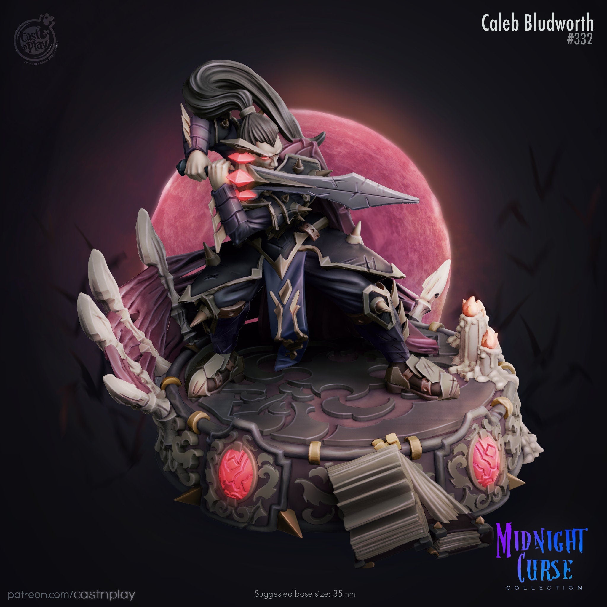 Caleb Bludworth Cast N Play Midnight Curse 3d Printed Miniature