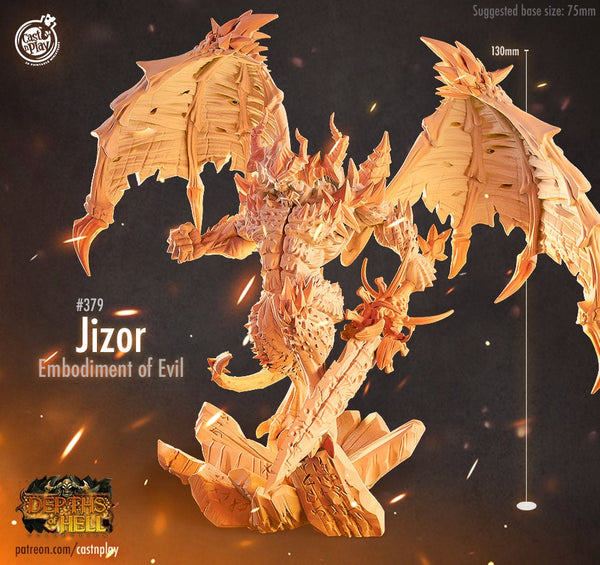 Jizor - Embodiment of Evil  Cast N Play Depths of Hell 3d Printed Miniature