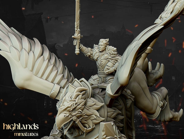 Highlands Miniatures Alexander the young prince on Hippogriff.