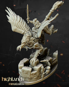 Highlands Miniatures Alexander the young prince on Hippogriff.