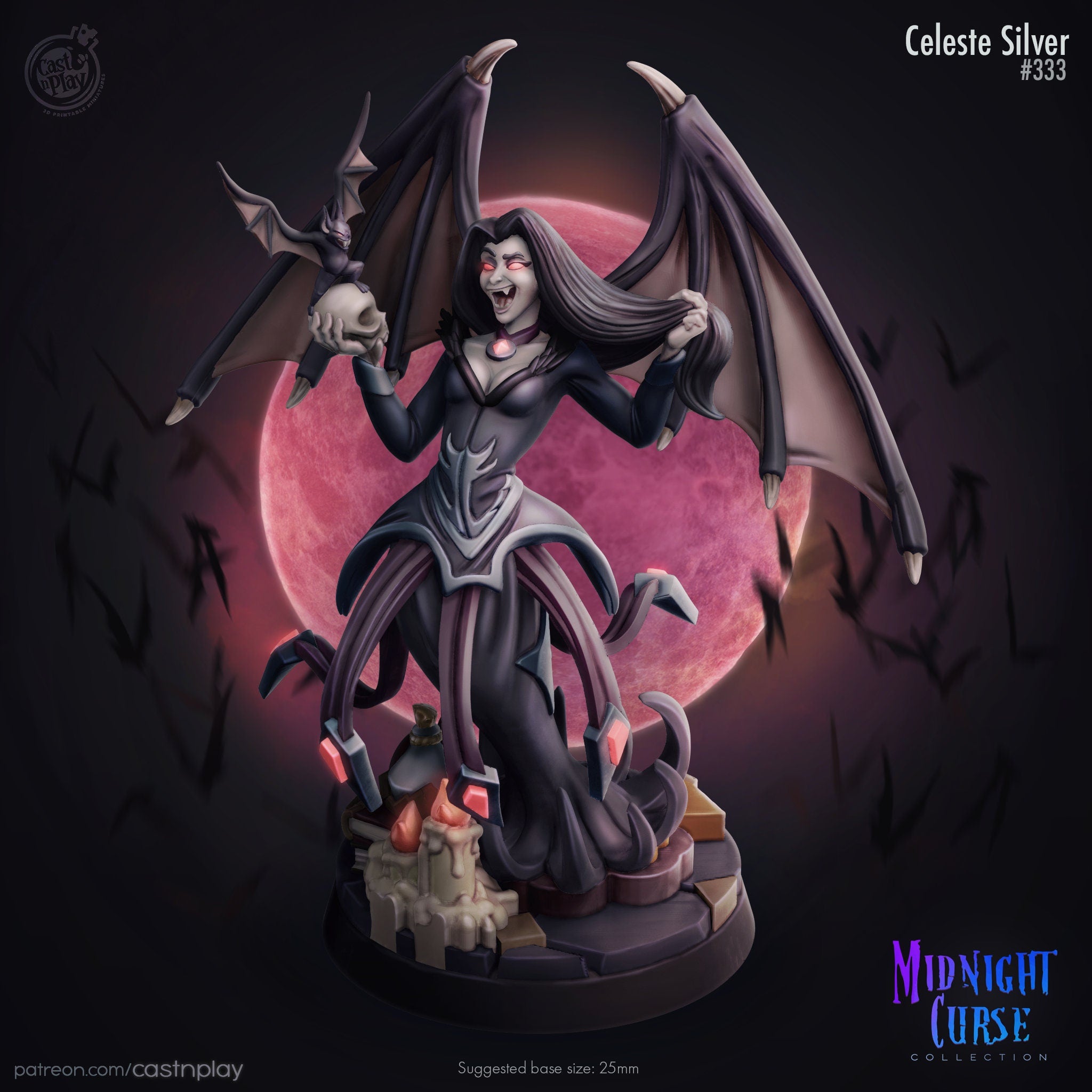 Celeste Silver Cast N Play Midnight Curse 3d Printed Miniature