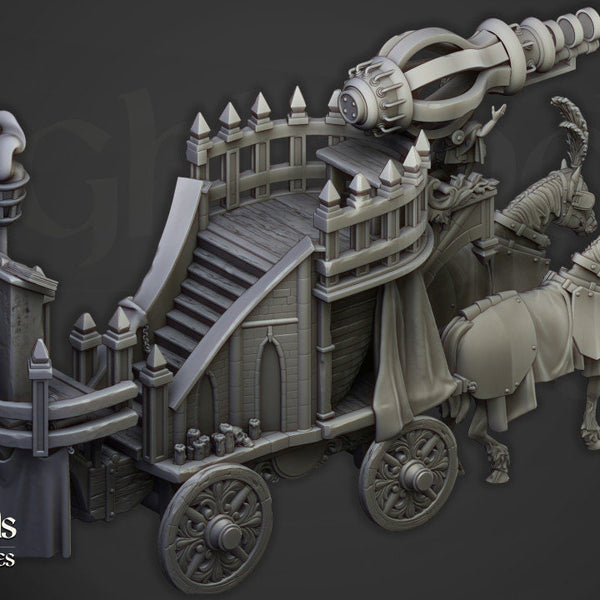 Arcane Cannon on Chariot  by Highlands Miniatures