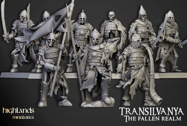 Armored Skeleton Warriors / Spearmen by Highlands Miniatures
