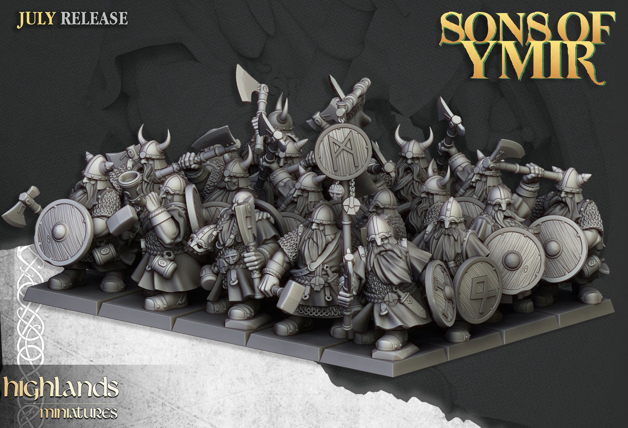 Sons of Ymir - Dwarven Warriors  Unit by Highlands Miniatures