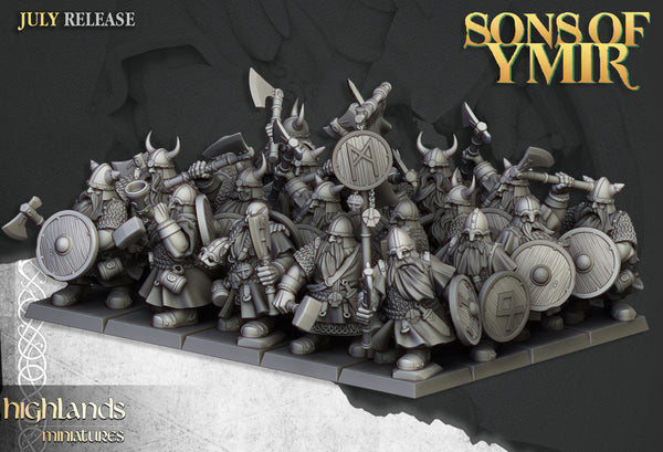 Sons of Ymir - Dwarven Warriors  Unit by Highlands Miniatures
