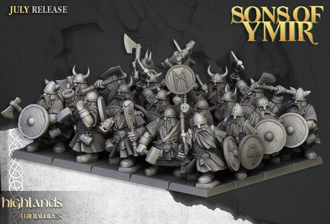 Sons of Ymir - Dwarven Warriors  Unit by Highlands Miniatures