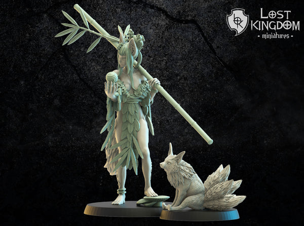 Mori Elves Hanako Kitsune Druid And Baby Kyubi By Lost Kingdoms