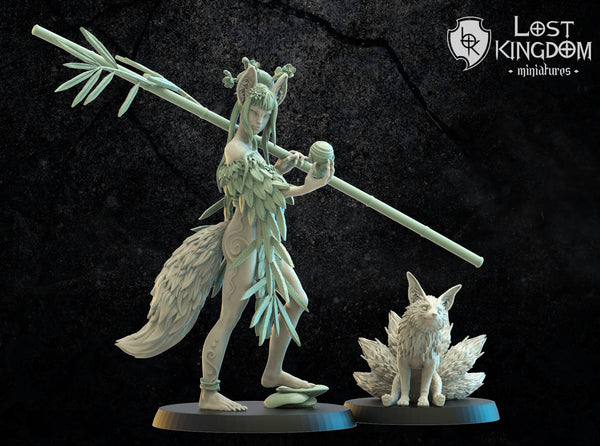 Mori Elves Hanako Kitsune Druid And Baby Kyubi By Lost Kingdoms