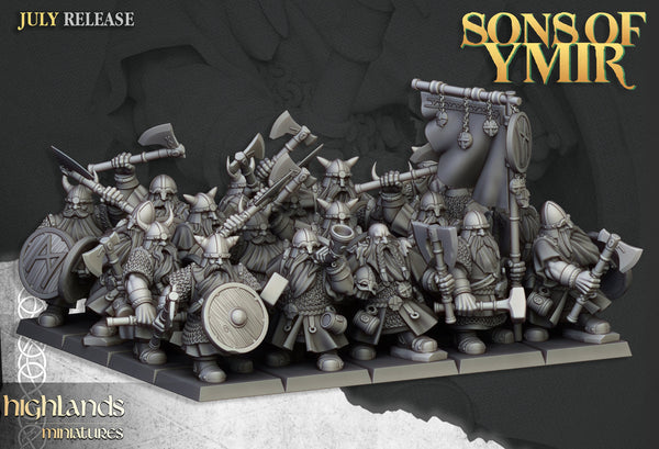 Sons of Ymir - Dwarven Warriors  Unit by Highlands Miniatures