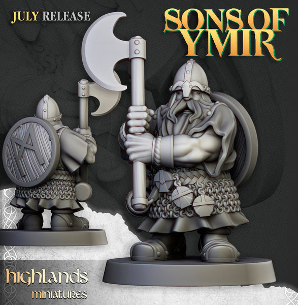 Sons of Ymir - Dwarven Warriors with Greatweapons Unit by Highlands Miniatures