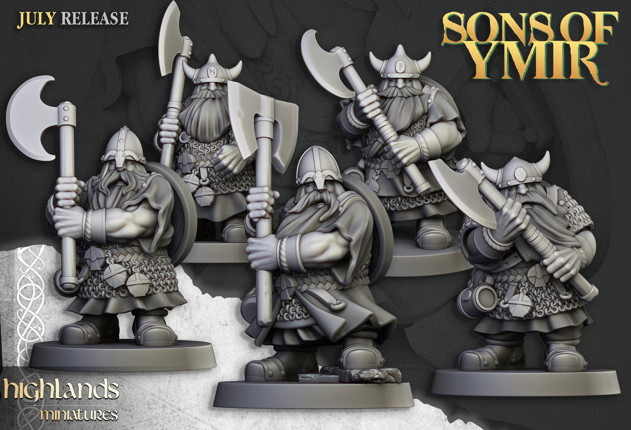 Sons of Ymir - Dwarven Warriors with Greatweapons Unit by Highlands Miniatures