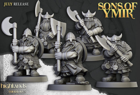 Sons of Ymir - Dwarven Warriors with Greatweapons Unit by Highlands Miniatures