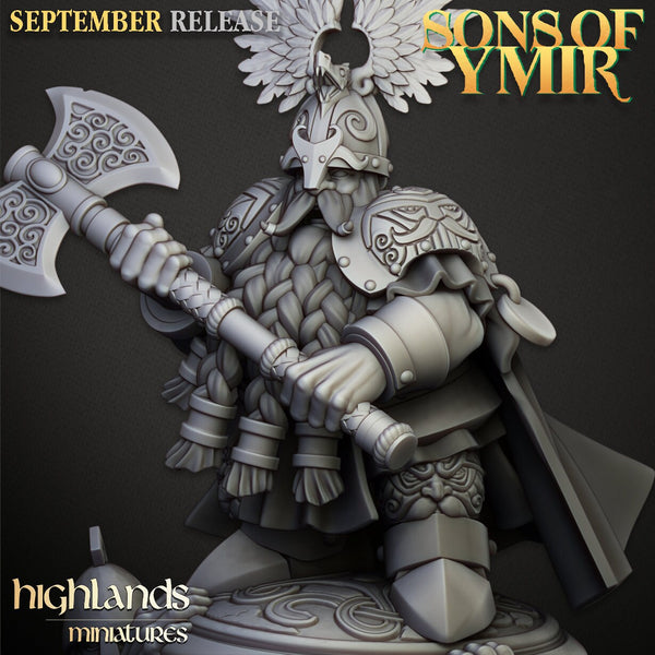 Sons of Ymir - King Ulric of Thrymheim / Dwarven king Unit by Highlands Miniatures