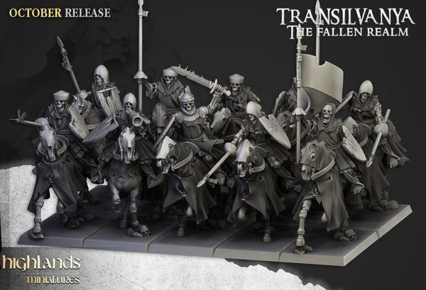 Spectres of Transilvanya  - Mounted Skeleton Unit  by Highlands Miniatures